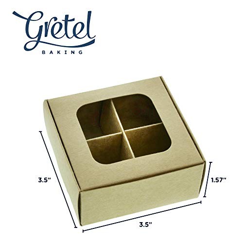 Mini Truffle Boxes with Window and Dividers - Extra Small - Four Kraft