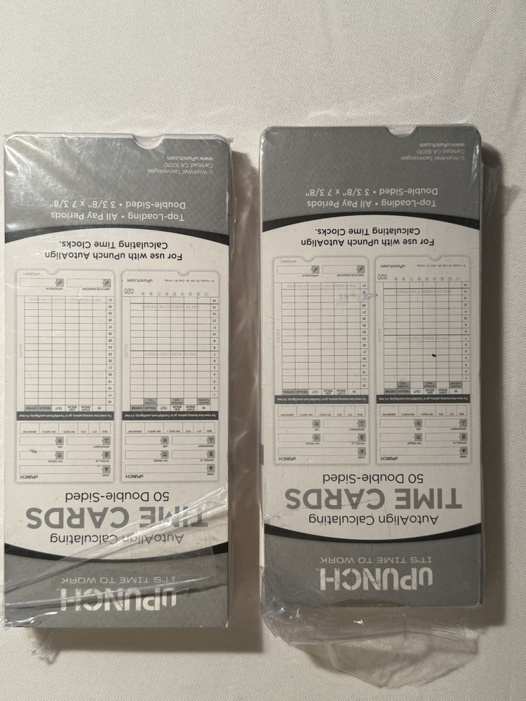 UPUNCH Time Cards Auto Align Calculating Time Clock #88 Total Cards Top Load