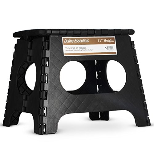 Folding Step Stool - 11" Hight - The Lightweight Step Stool is Sturdy Black