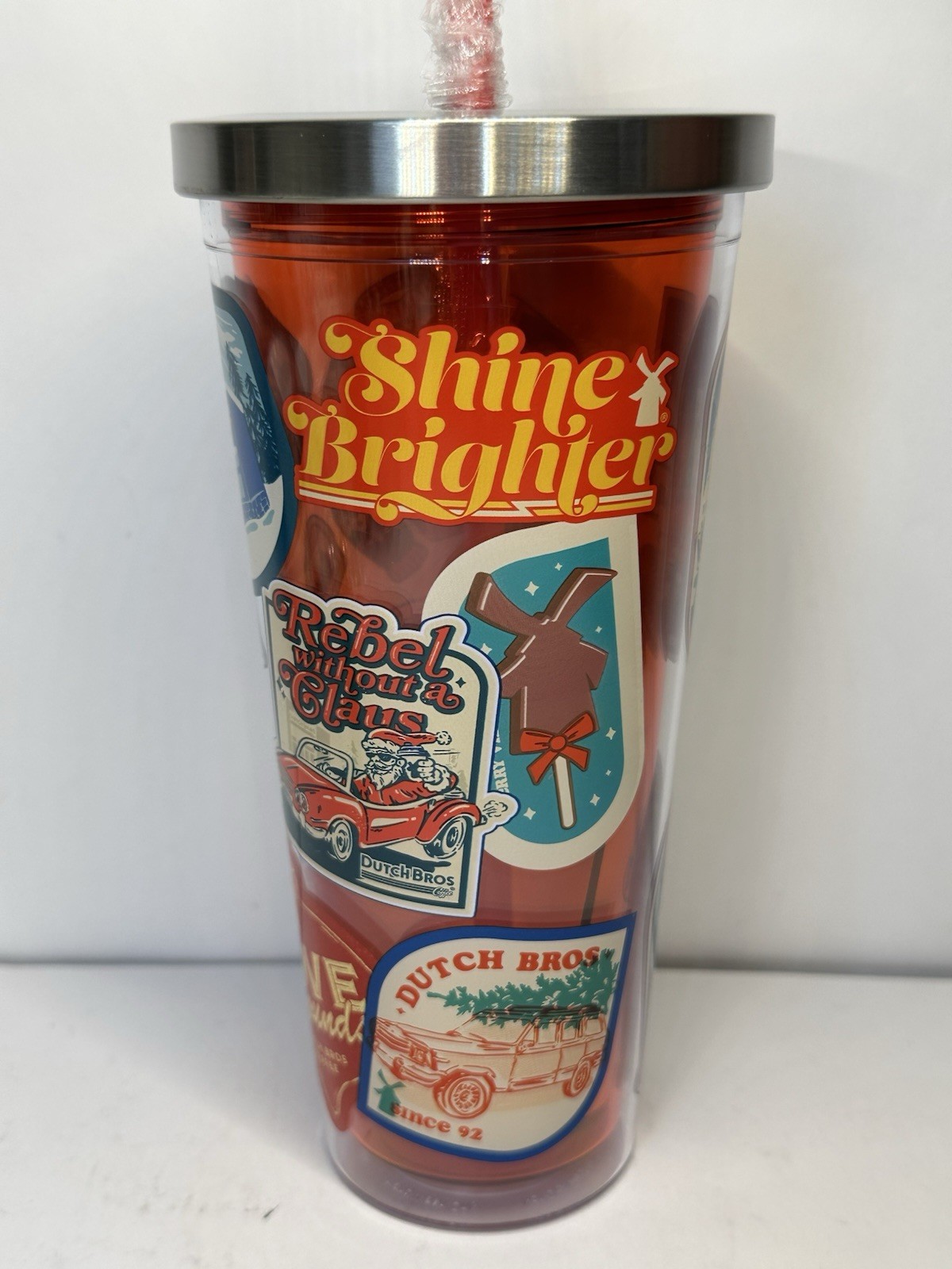 NEW Limited Edition Dutch Bros 24 oz Holiday Tumbler Red 2024 w/Straw