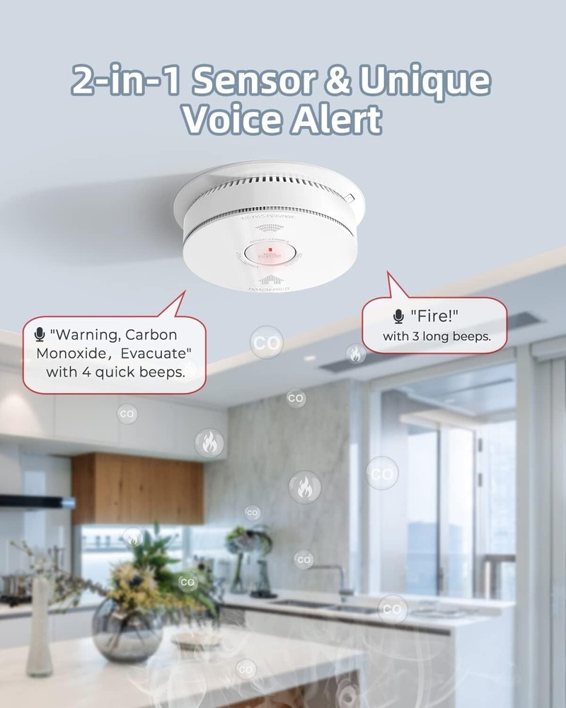 3 PACK SITERWELL Hardwired Smoke Alarm Carbon Monoxide Detector Interconnected