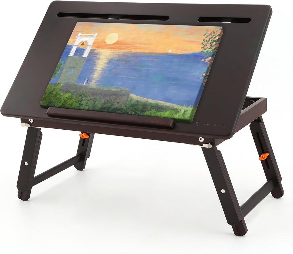 Drawing Table Foldable Drafting Desk W/ Adjustable Height & Angle Bamboo Drawing