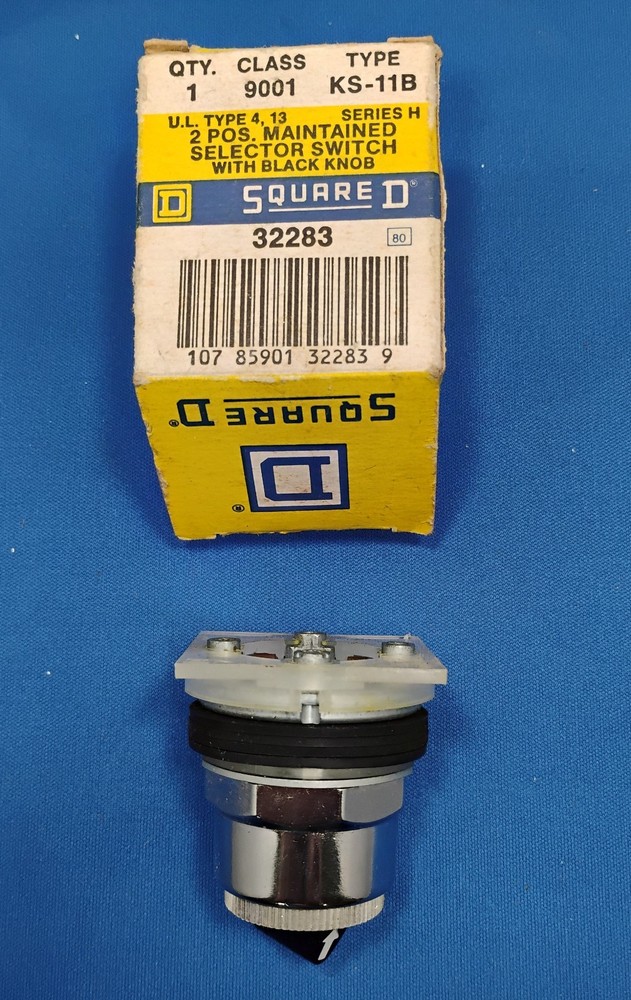 Square D, 9001KS11B, 2 Position Maintained Select Switch Black Knob NEW