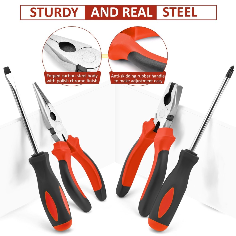 Home Tool Kit 148-Pcs - Household Basic portable Hand Repair Tool Set with Ca...