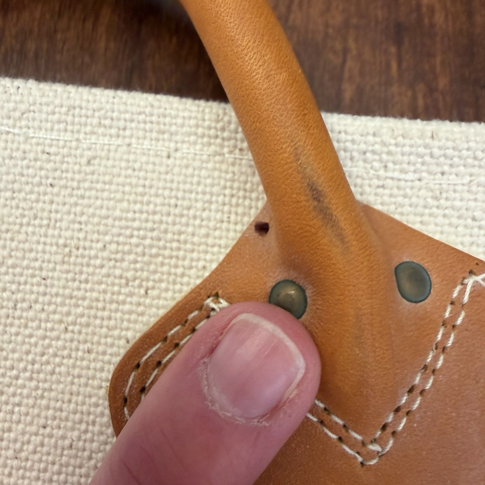 L.L.Bean Canvas Firewood Holder Carrier Pine Cone Design Leather Handles Vintage