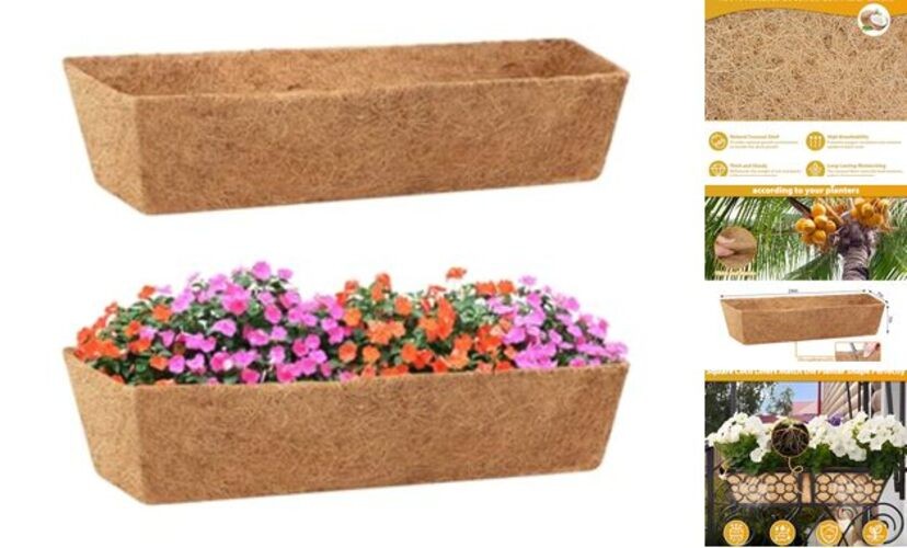 Square Coco Liners Planter Baskets Liner- Natural Coconut Coir 24 Inch 2 Pack