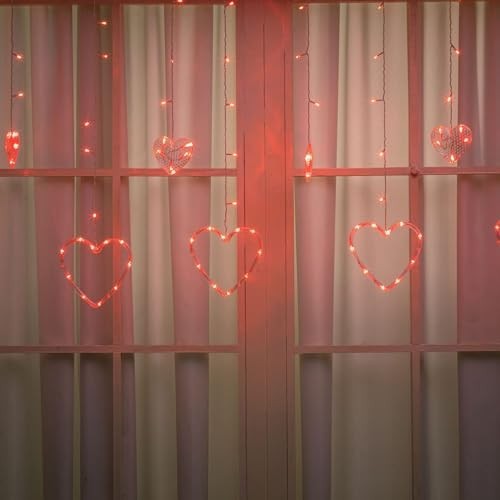 Valentine's Day Heart String Lights - 138 LED Waterproof, 8 Modes, Connectable D