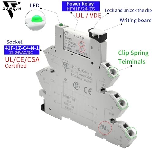 UL ListedPcs 24V Miniature Relay for PLC Controller 24VDC and Spring Socket 3