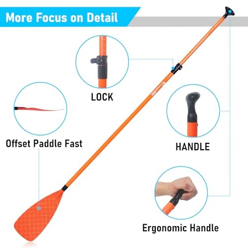 Paddle Board Paddle Effortless Adjustment & Transport Sup Paddle 3 210 Orange