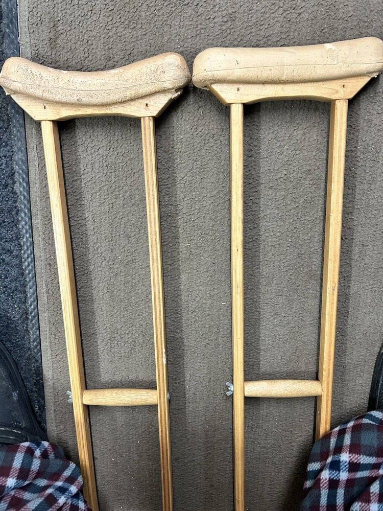 Vintage Adjustable Wooden Crutches