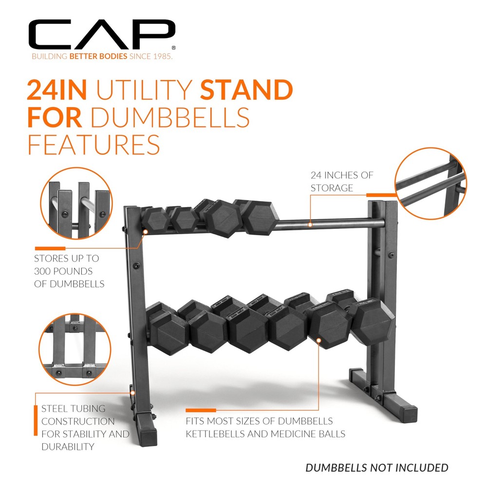 24" Utility Rack for Dumbbells, Balls and Kettlebells