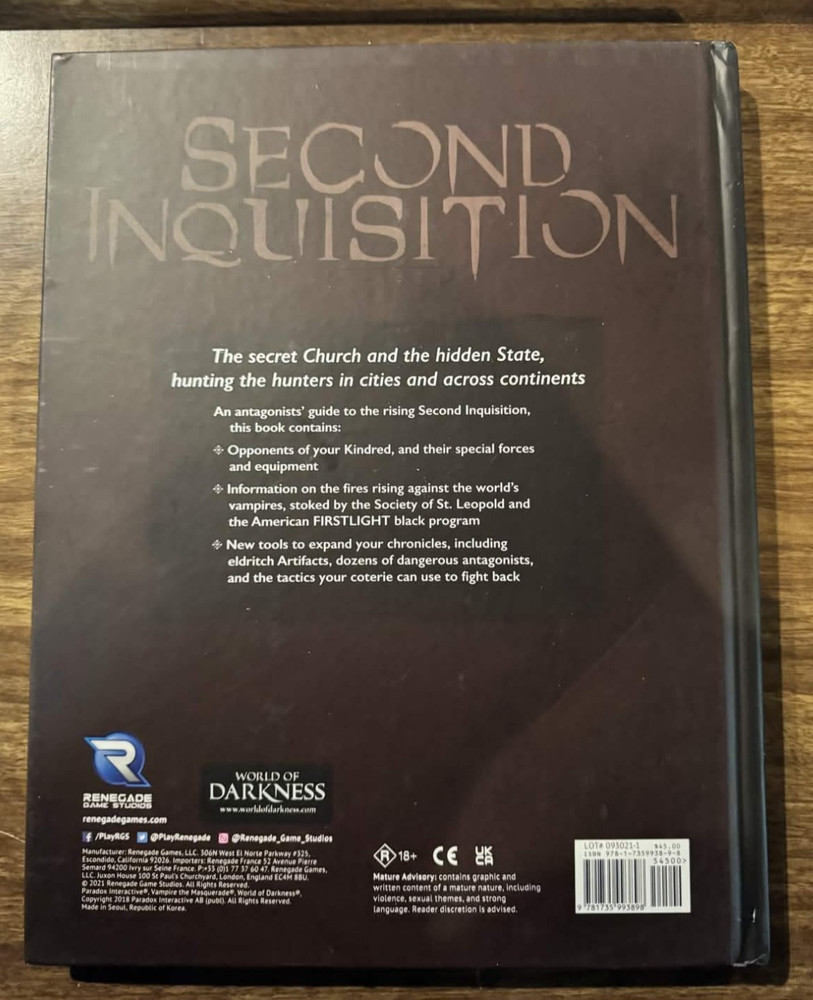 Vampire the Masquerade RPG: Second Inquisition