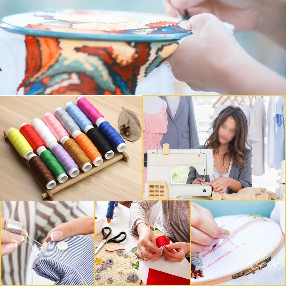 60 Colors Sewing Thread Assortment Coil Polyester 250 Yards Per Spools All Pu...