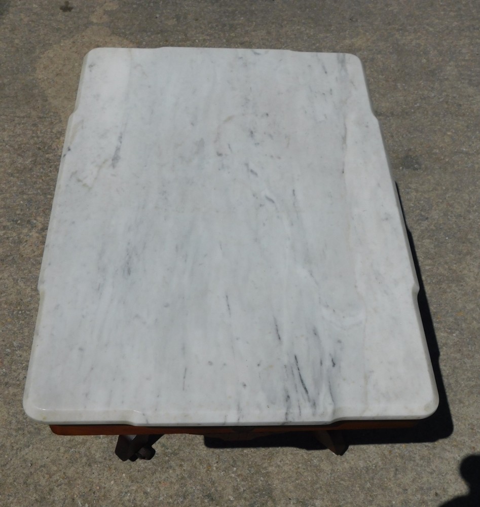 Walnut Victorian Marble Top Coffee Table