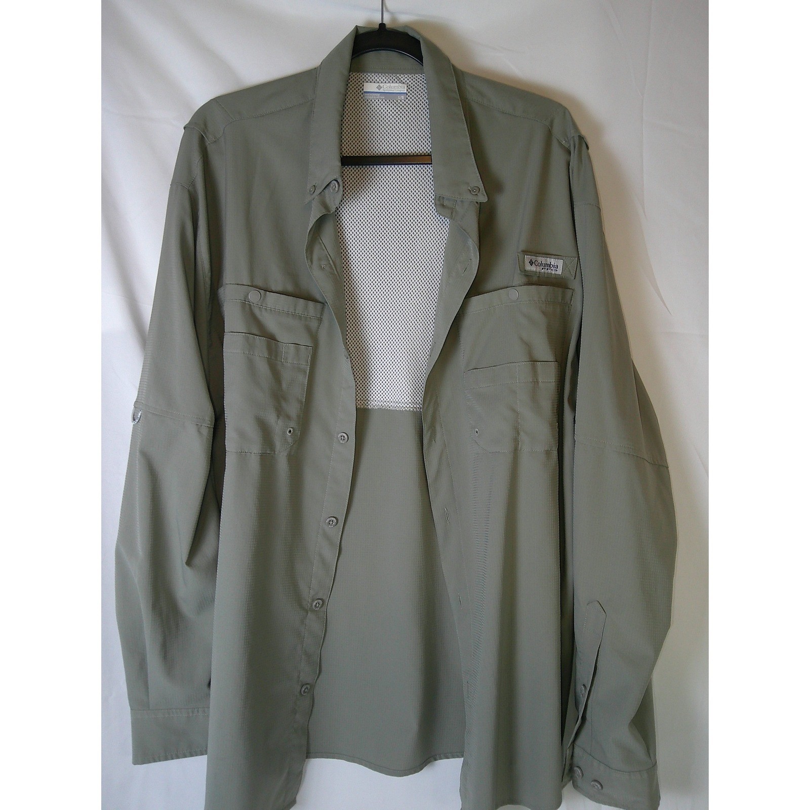 Columbia PFG Men's Long Sleeve Fishing Shirt Omni Shade Olive Green Large