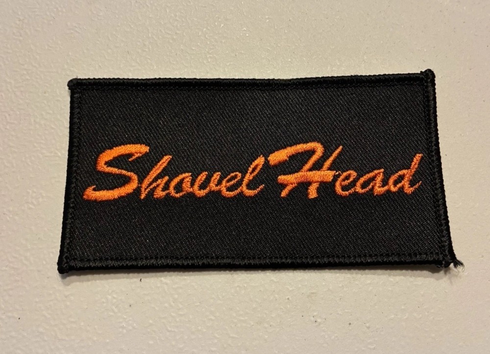4" Harley Davidson Shovel Head patch Black Orange Rectangle Motorcycle OLP