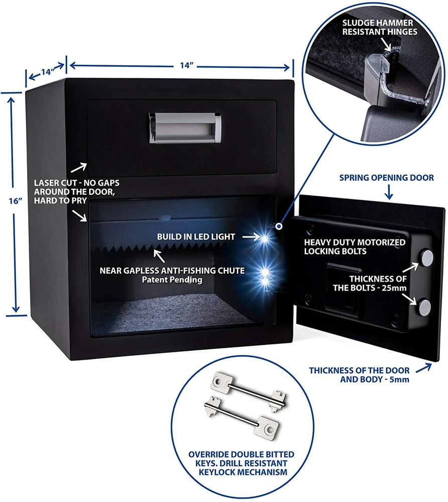 Viking Security Safe VS-40DS Large Depository Safe LCD Keypad Drop Box Safe