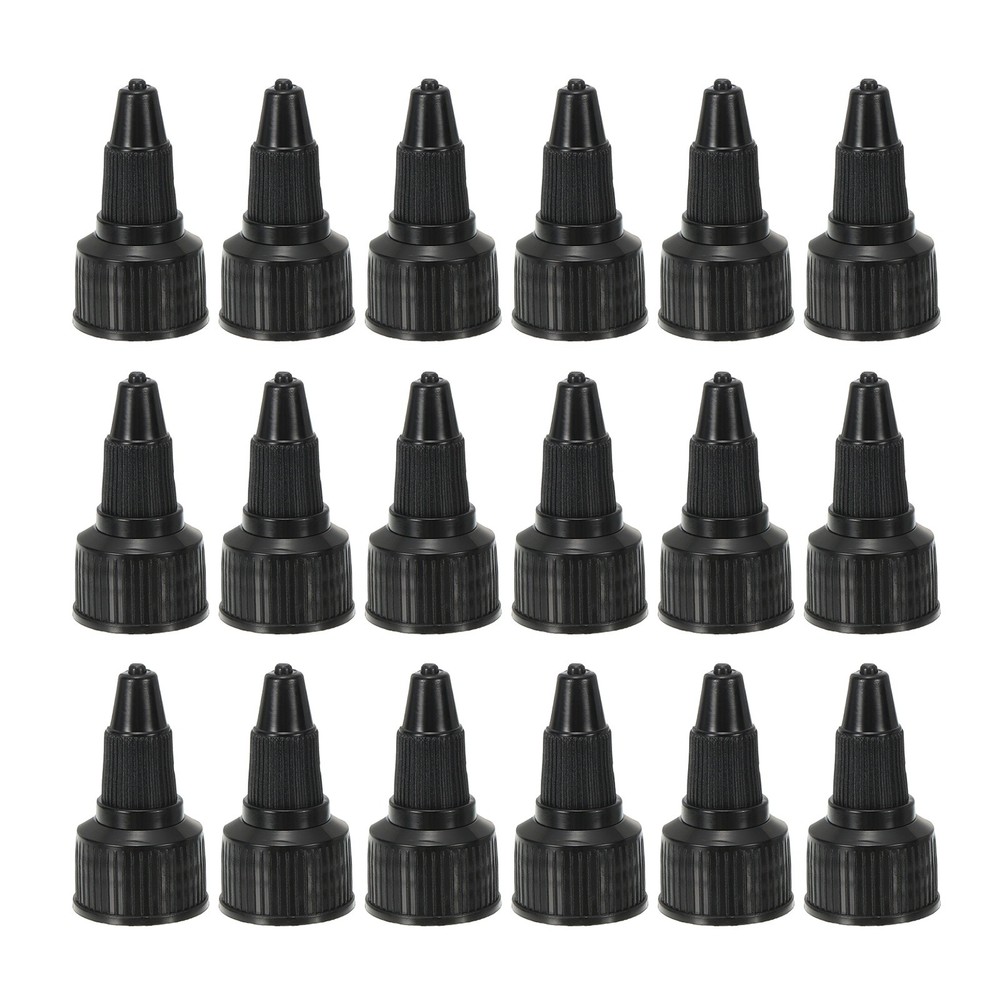 18Pcs 18/410 Plastic Ribbed Edge Squeeze Bottle Replacement Caps, Black