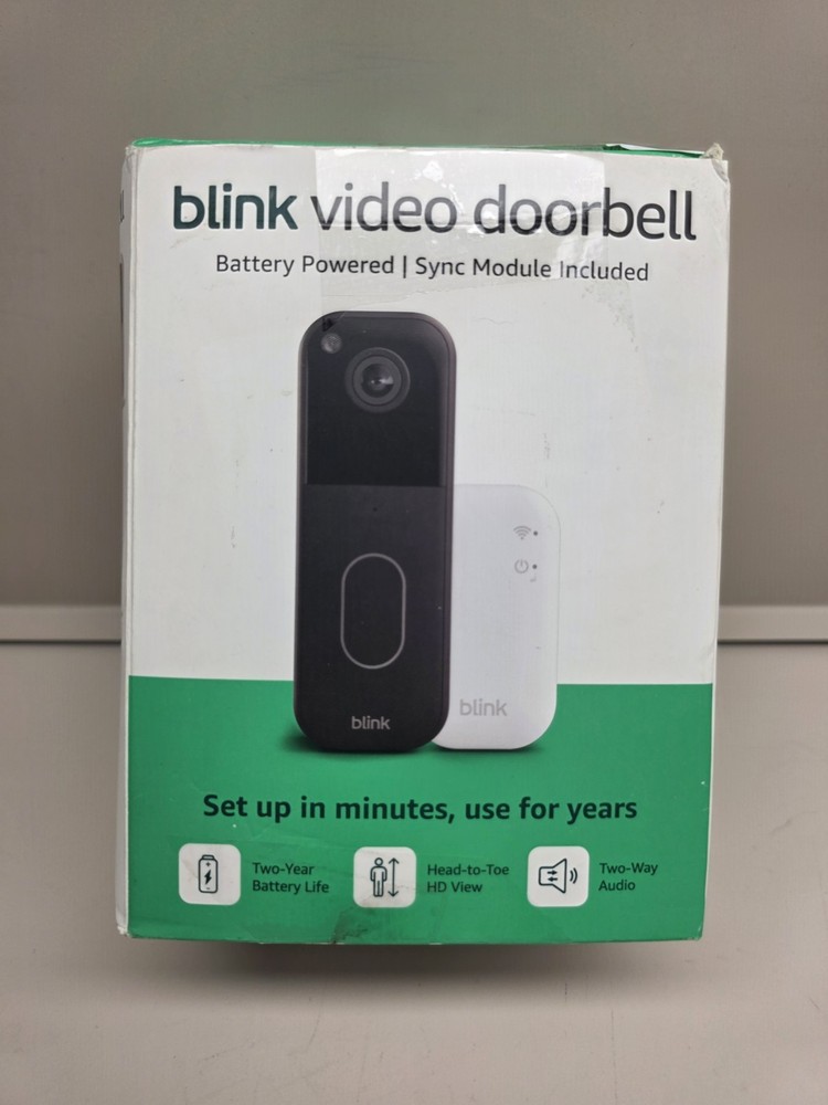 Open Box Blink Video Doorbell Battery Powered 2nd Generation w/Sync Module Black