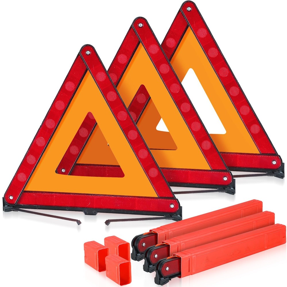 MAOPINER 3 Pack Emergency Warning Triangles, Roadside Safety Triangle with Re...
