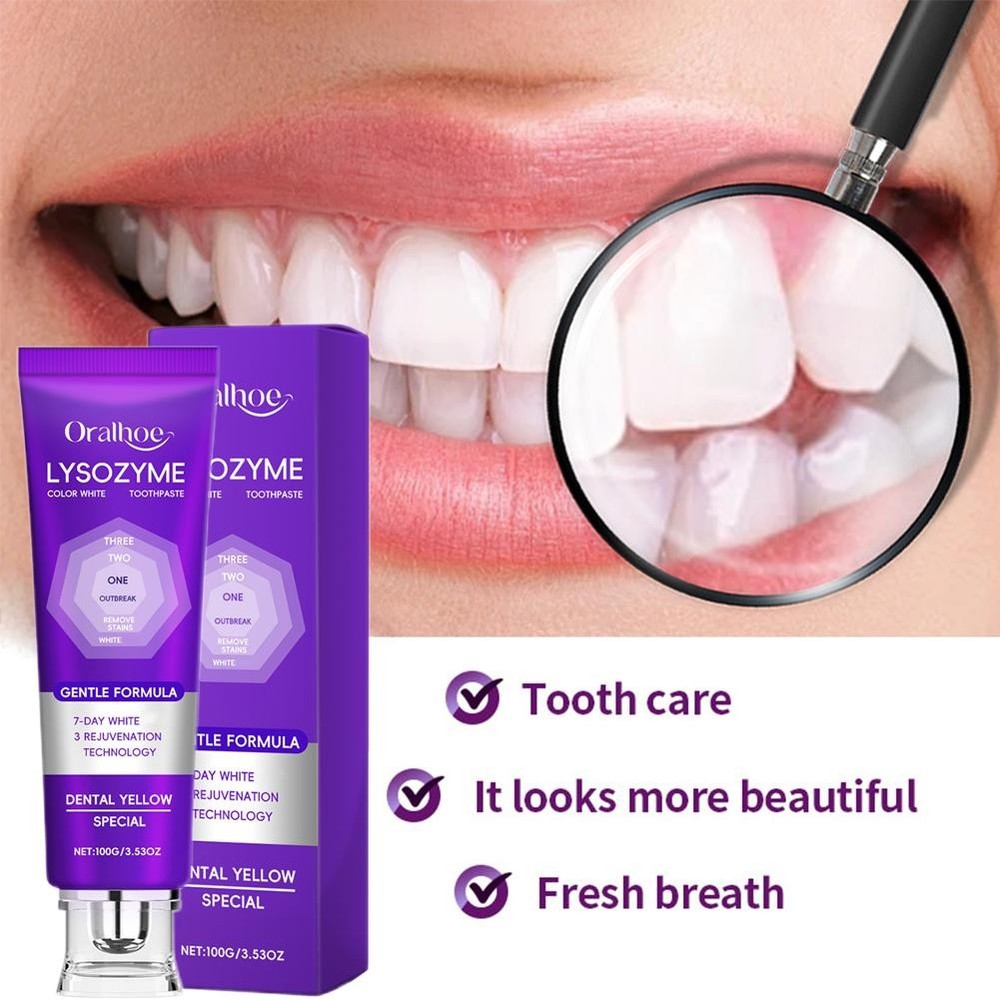 Lysozyme Whitening Toothpaste, 2026 Colour Correcting Purple Toothpaste 100g~