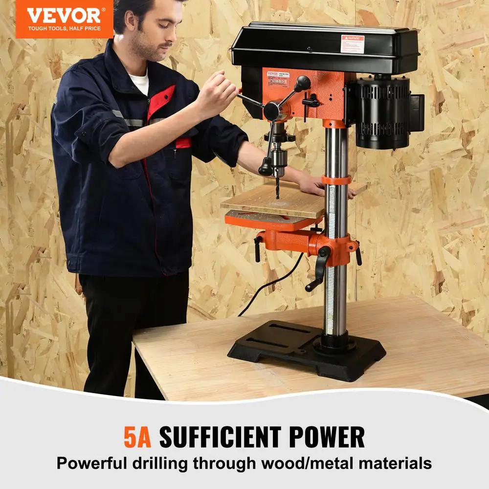 12 In. Benchtop Drill Press 5 Amp Variable Speed Cast Iron Bench Drill Press 12