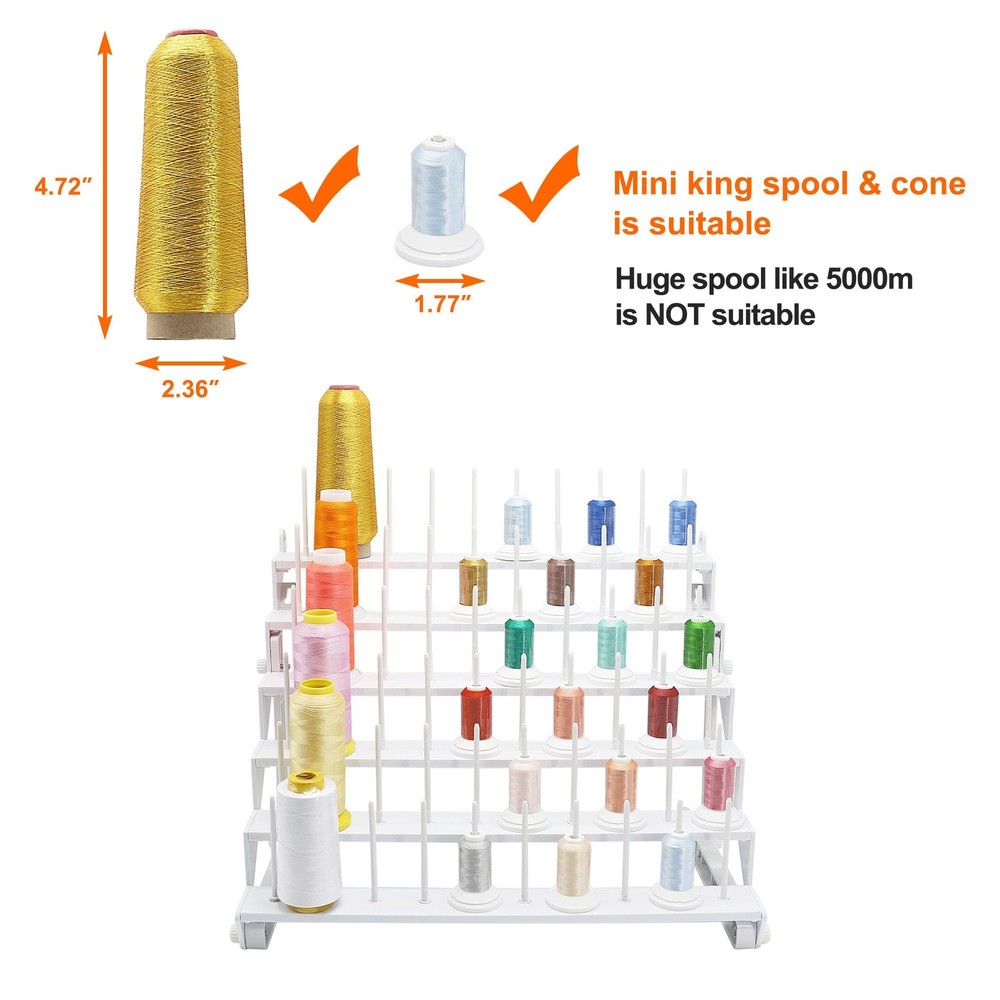 MagnaHoop Thread Rack with 60 Spools, Large Thread Stand with Long Pegs, Brig...