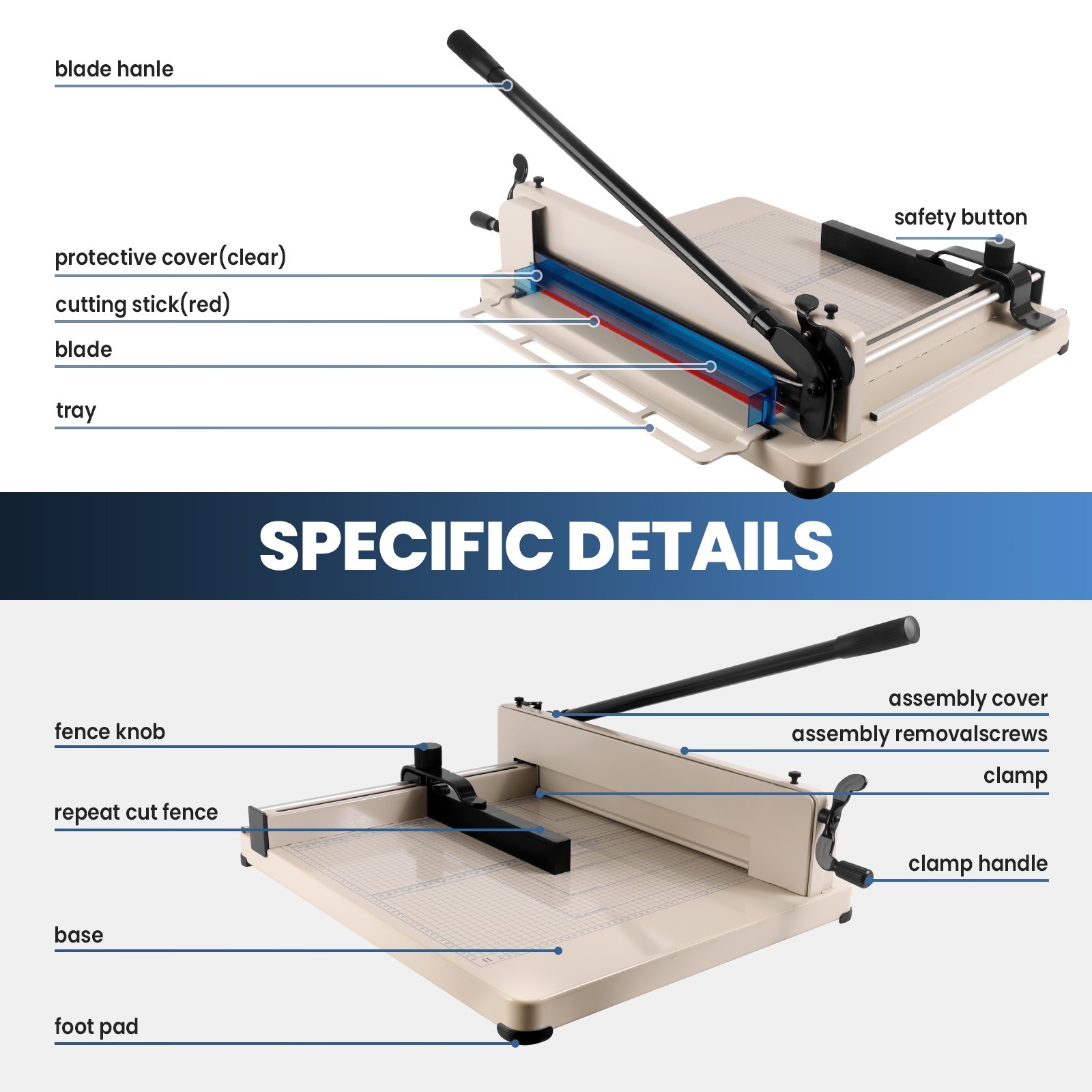 A3-17" Heavy Duty Guillotine Paper Cutter 400 Sheets Paper Trimmer Paper Slicer