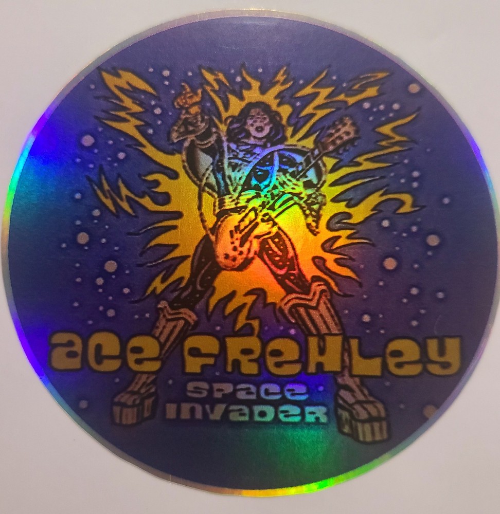 Space Ace Frehley Space Invader 3 Inch Round Sticker Kiss Guitarist Holographic