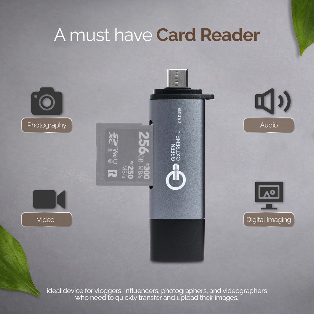 Green Extreme USB 3.0 Type-A and Type-C OTG Card Reader #GX-CR-DUSB