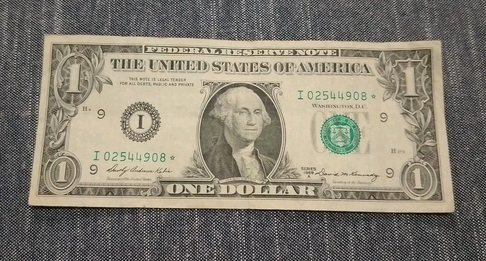 1969A 1$ Star Note Minneapolis Mint Error Note I02544908