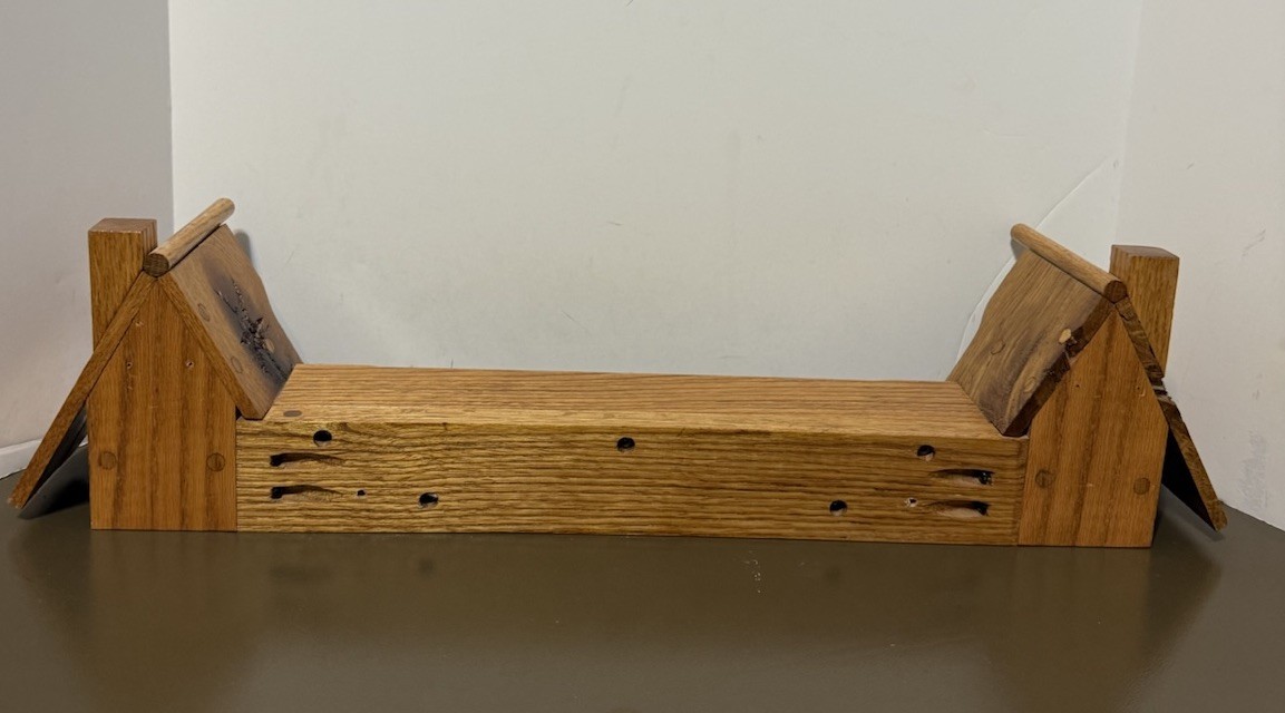 Handmade Double Birdhouse Shelf / Coat rack Carved Wood Hooks Vintage