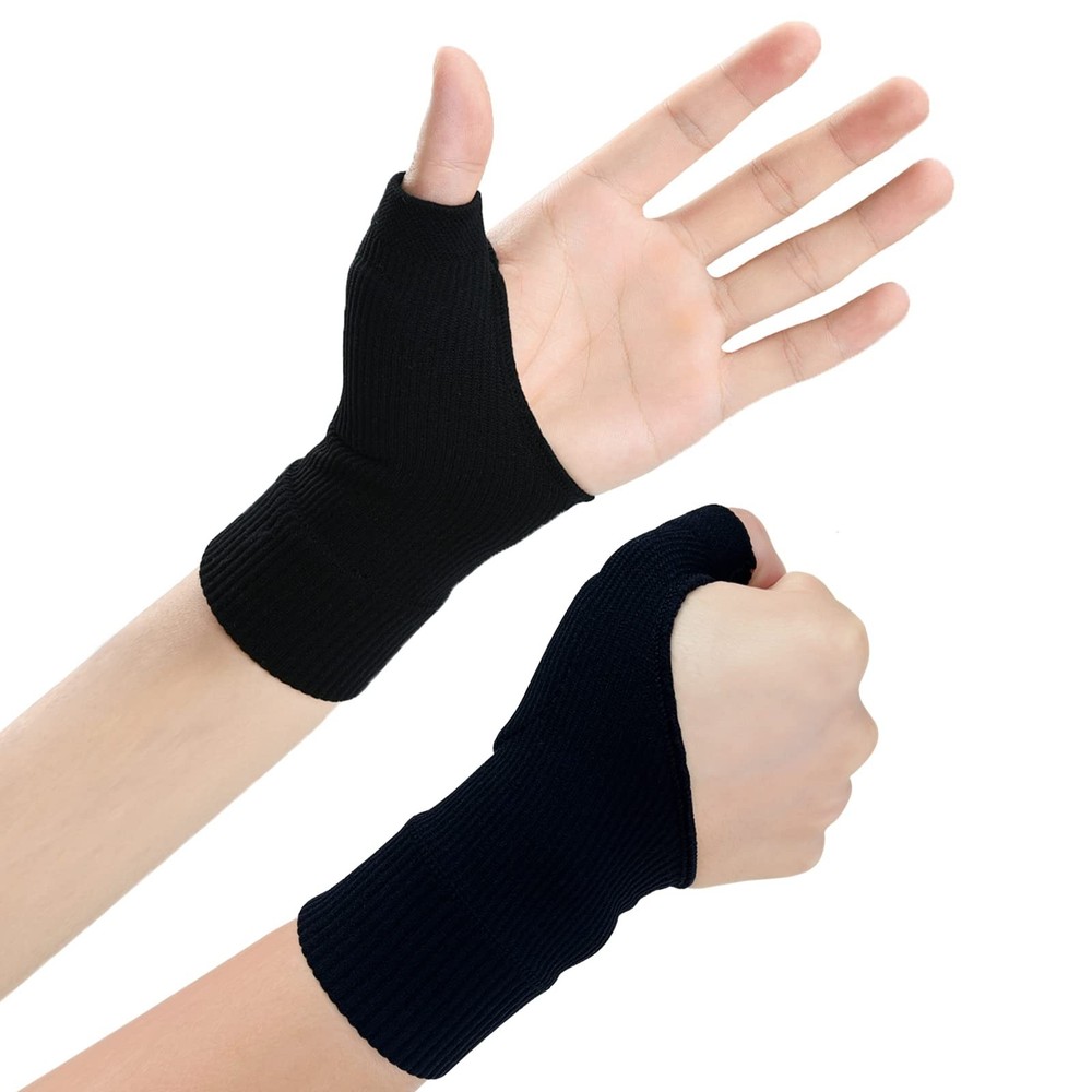 Wrist Thumb Support Compression Gloves (1 Pair), Breathable One Size, black