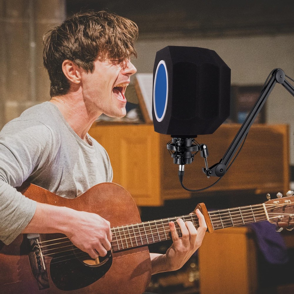 Professional Microphone Isolation Shield with Pop Filter,Reflection Filter fo...