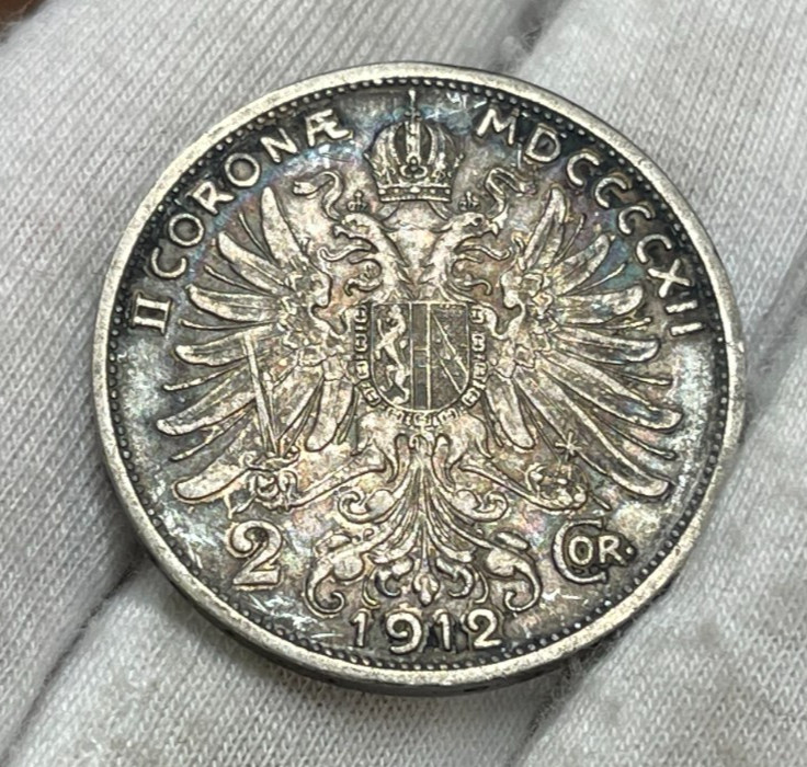 1912 Austria 2 Corona Silver Coin Great Condition
