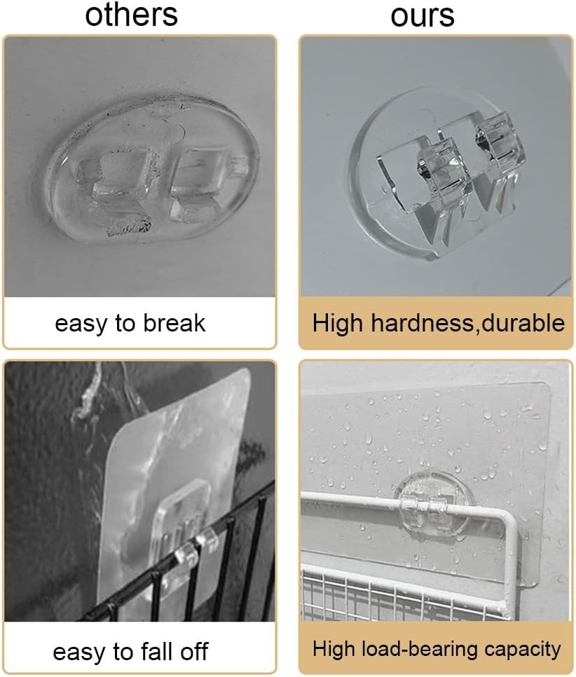 12 Pcs Shower Caddy Adhesive Hooks Replacement, Waterproof No Transparent