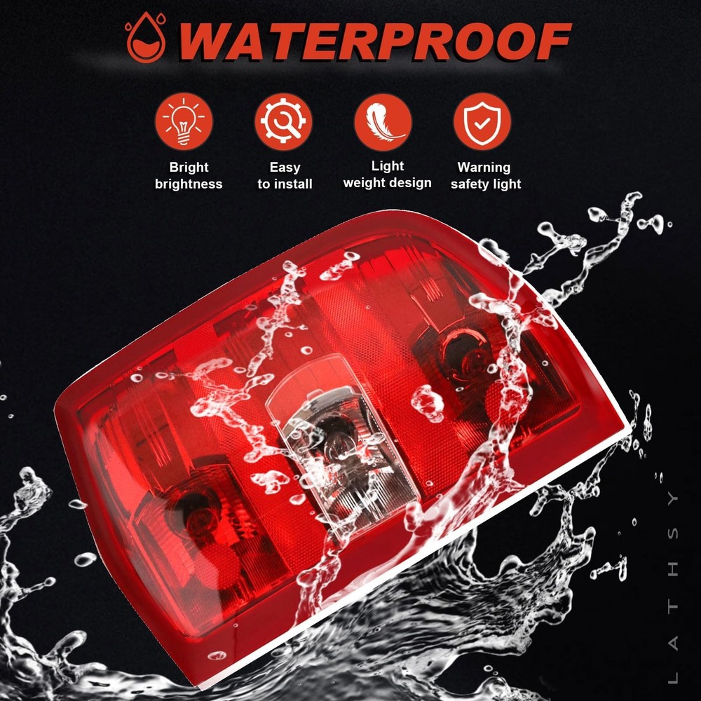 Lathsy Tail Light Assembly Compatible With Left Driver Side, Red Border