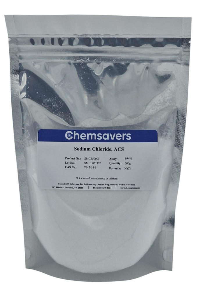 Sodium Chloride, ACS, 99+%, 500g