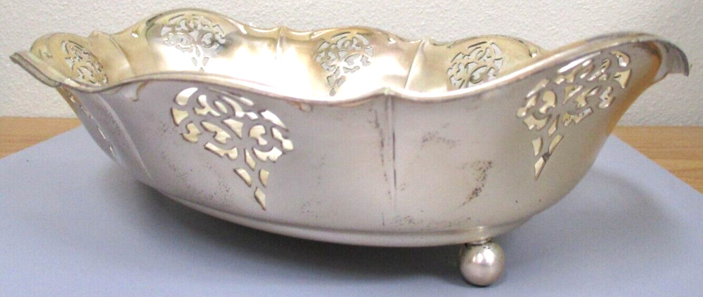 Vintage #1421 Pierced WMF Ikora Brushed Silver Plated 3-Footed Germany Home MCM