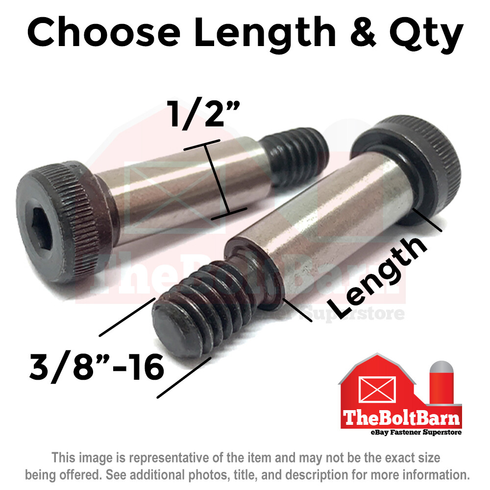 1/2" Alloy Socket Shoulder Stripper Bolts Black Oxide 3/8"-16 Thread (Pick Size)