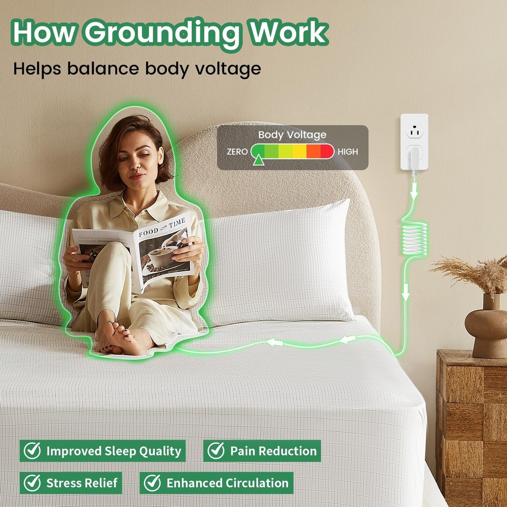 Grounding Sheets, 10% Silver Infused Bed Sheets Grounding Bed Sheets, 90% Org...