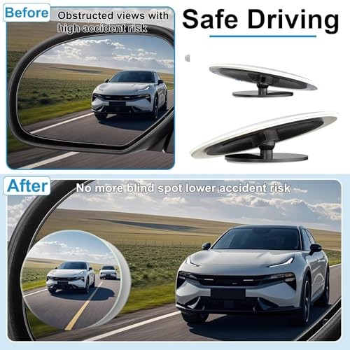 Blind Spot Mirrors 2 Pack, Frameless Side Mirror Blindspot Convex HD Round-2pcs