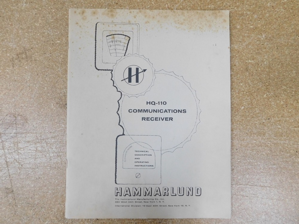 Hammarlund HQ-110 Communications Receiver Operating Instructions w/ Schematics