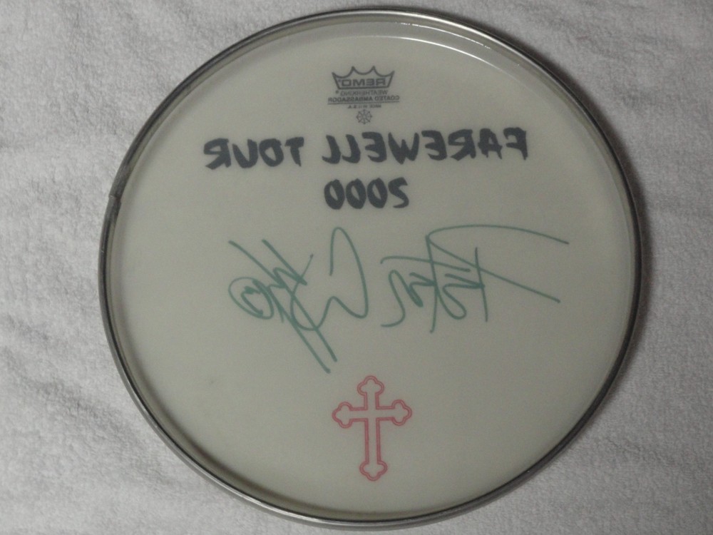 KISS Farewell Tour Staged Played Ahead Drumsticks set + Gloves and Signed Head