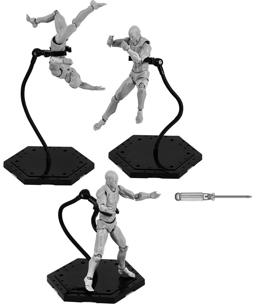 Yocoolfun 3 Pack Black Action Figure Stand,Action Display Holder