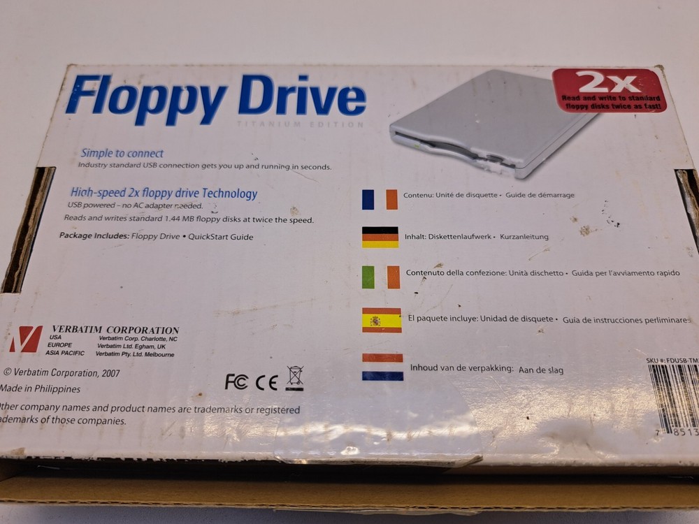 Smart Disk Fd-05PUB USB External 3.5" 1.44 MB Floppy Disk Drive - TESTED