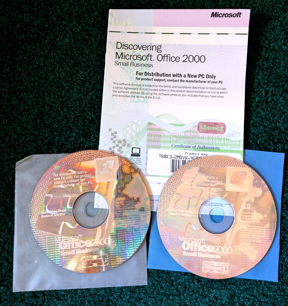 Microsoft Office 2000 Small Business with Product Key & two disc.