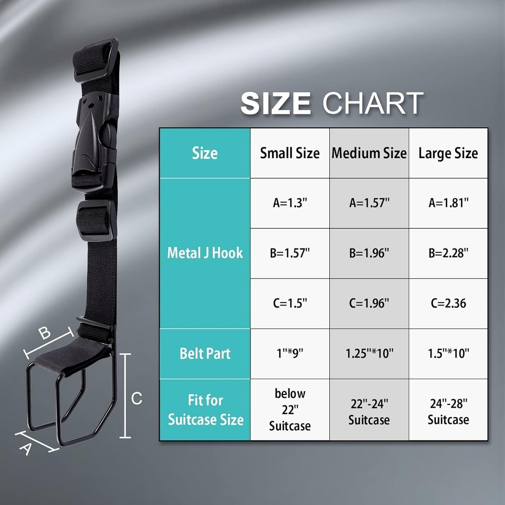 J Hook Luggage Strap Add a Bag Hook Hanger Strap, Adjustable
