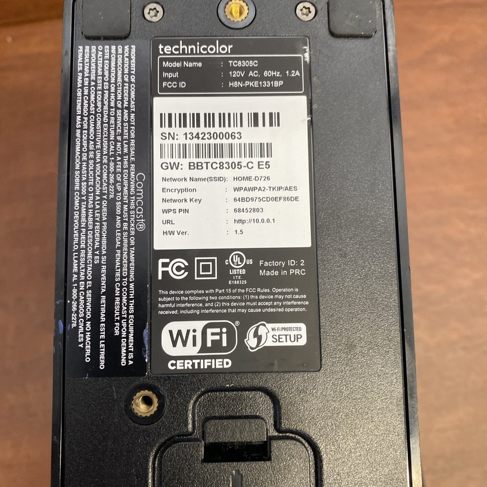 Xfinity TECHNICOLOR TC8305C WIRELESS MODEM