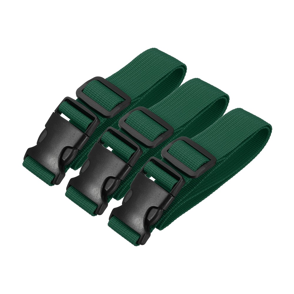 3pcs 1" x 2ft Utility Straps with Quick Release Buckle Adjustable, Dark Green